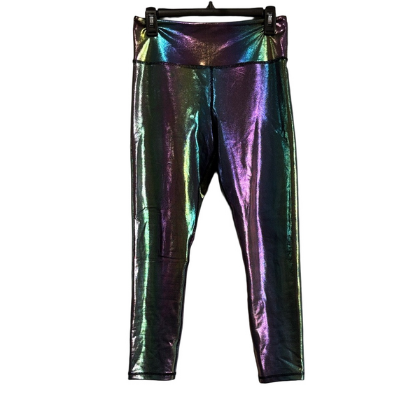 ZYIA Pants - ZYIA Iridescent Metallic Purple Green High-Waist Leggings
